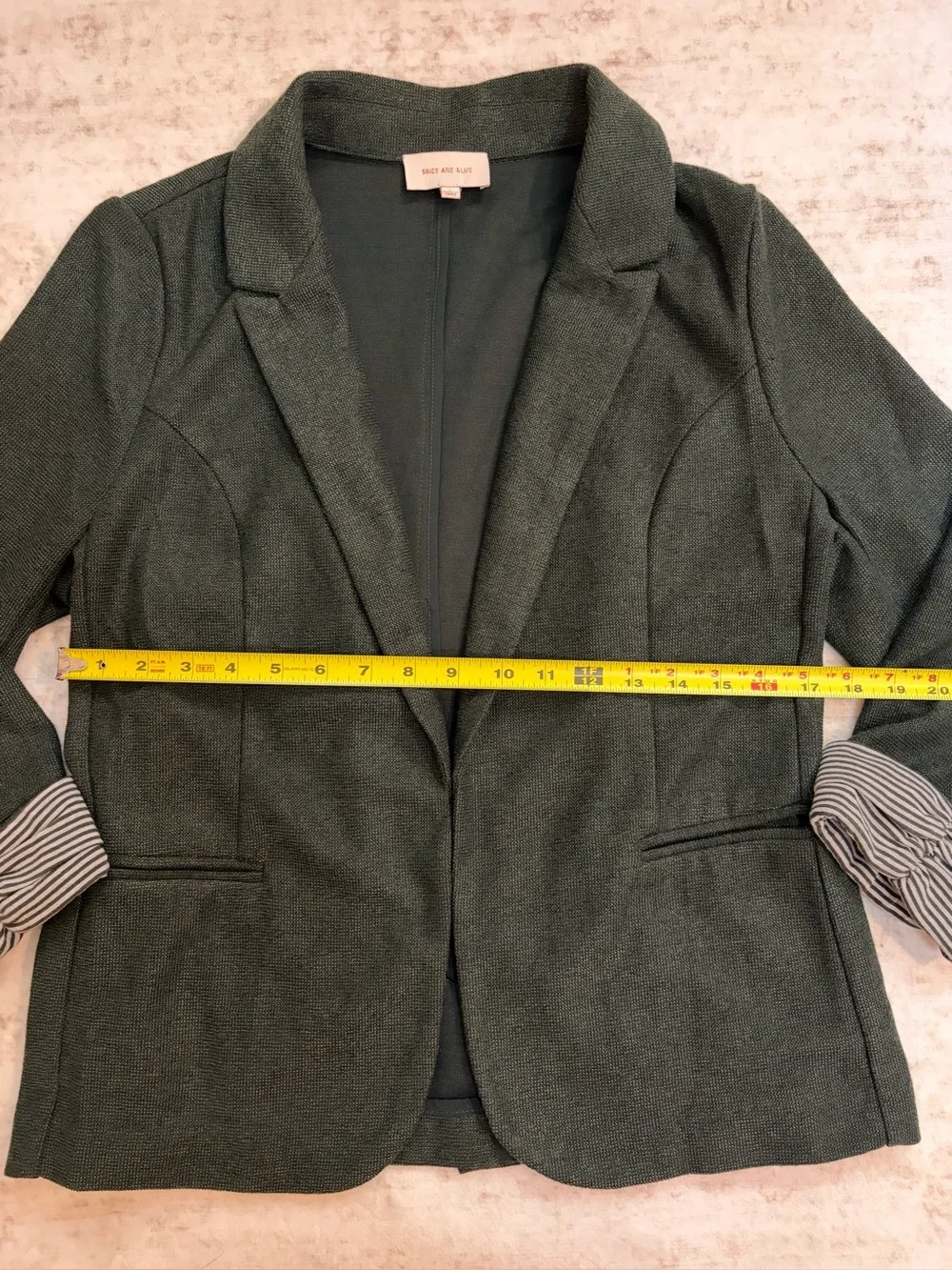 SKIES ARE BLUE L Asa Dark Green Rolled Cuff Knit Blazer Jacket